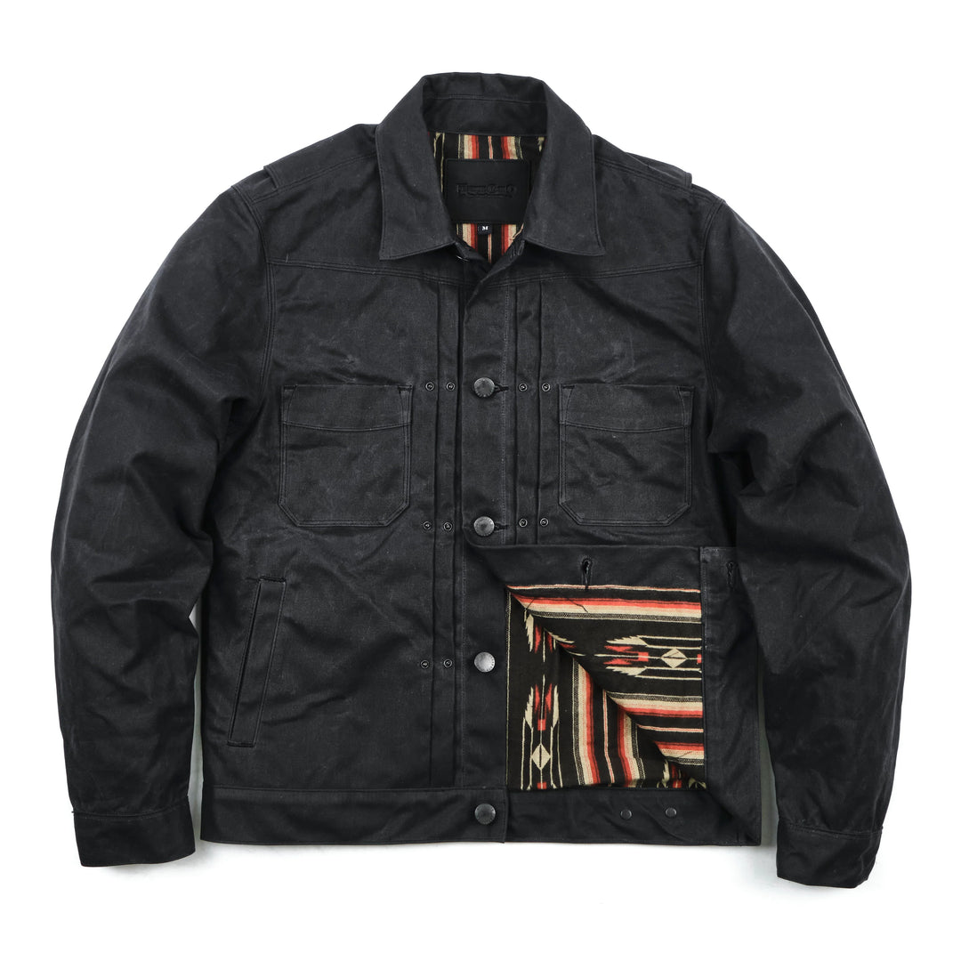 Freenote Cloth Riders Jacket Waxed Canvas - Black