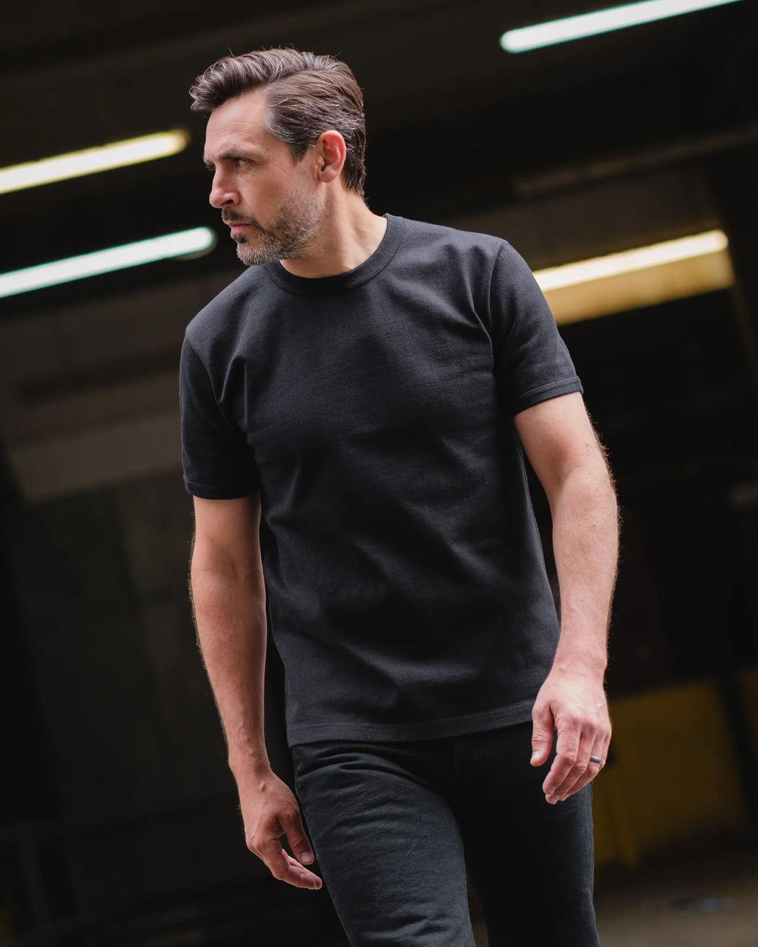 Iron Heart 11oz Cotton Knit Crew Neck T-Shirt - Black