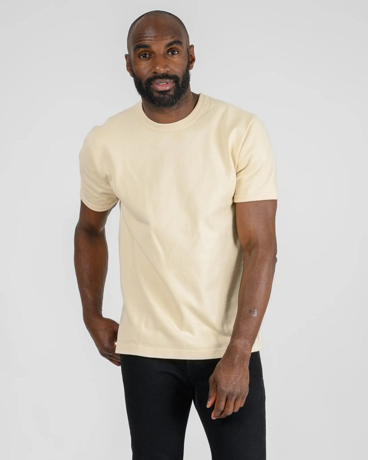 Iron Heart 11oz Cotton Knit Crew Neck T-Shirt - Cream