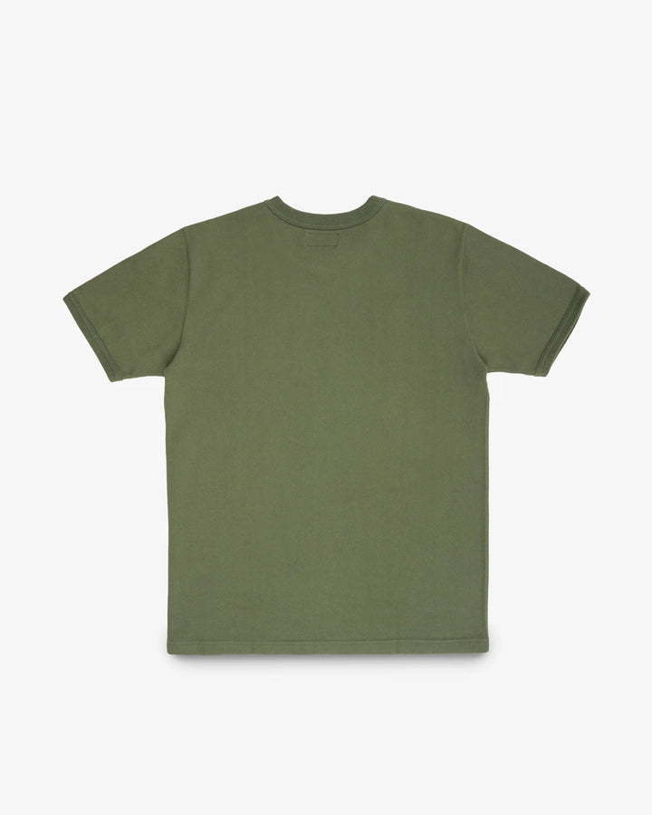 Iron Heart 11oz Cotton Knit Crew Neck T-Shirt - Olive Green