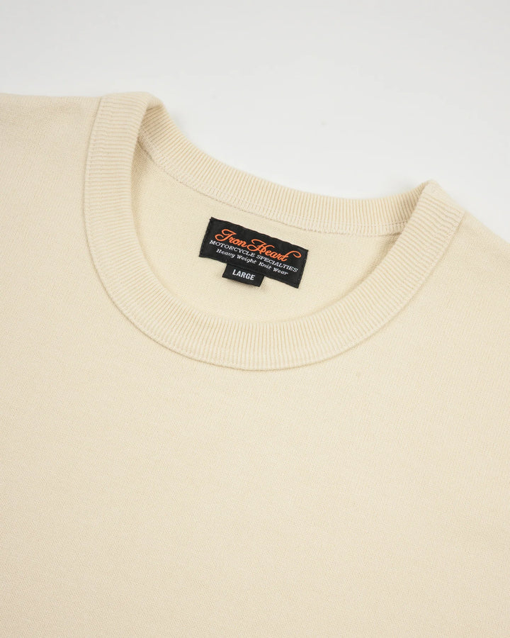 Iron Heart 11oz Cotton Knit Crew Neck T-Shirt - Cream