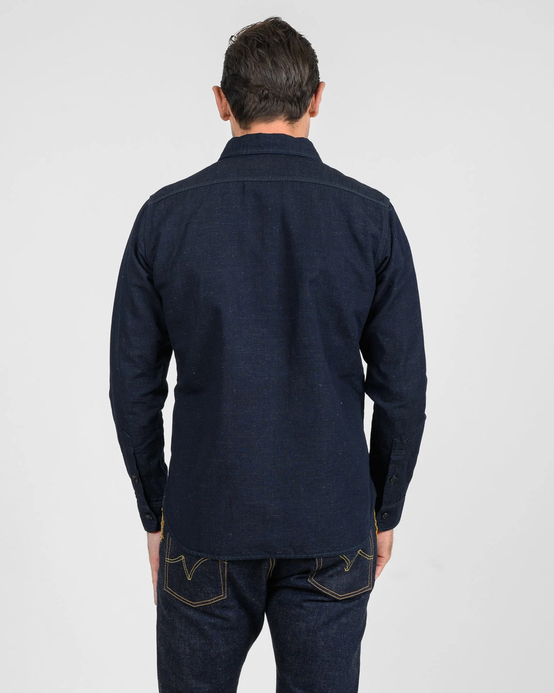 Iron Heart 7oz Cotton Linen Chambray Work Shirt - Indigo