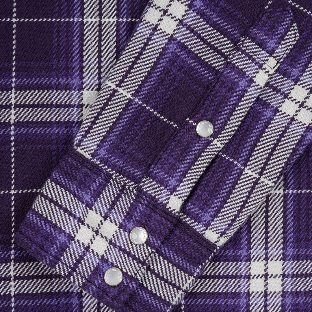 Iron Heart 9oz Selvedge Flannel Western Shirt - Purple Check
