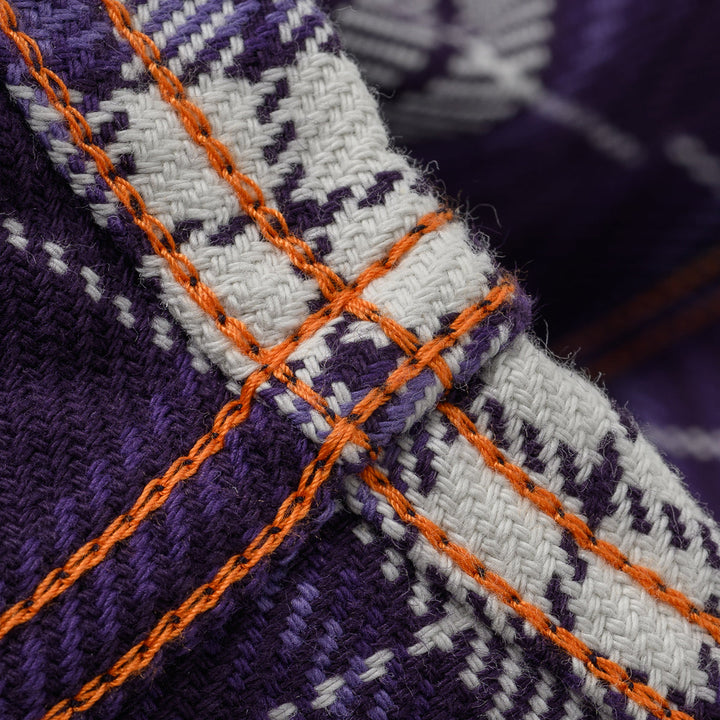 Iron Heart 9oz Selvedge Flannel Western Shirt - Purple Check