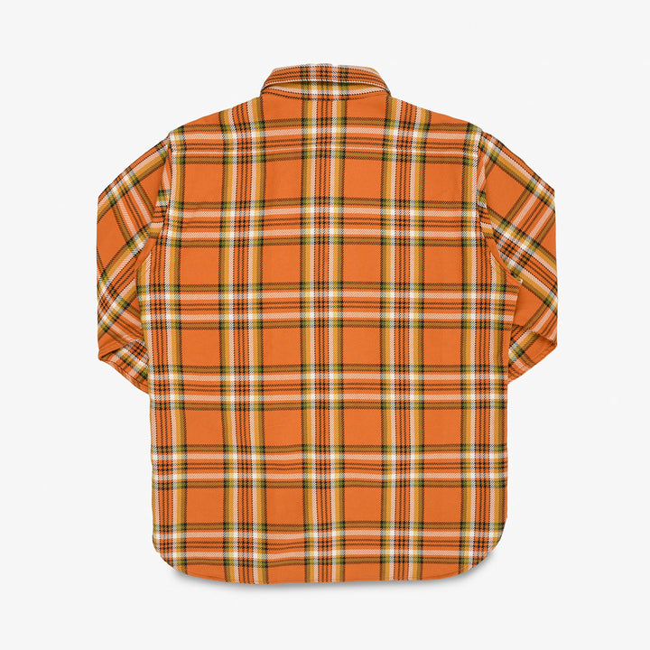 Iron Heart 9oz Selvedge Flannel Check Work Shirt - Orange