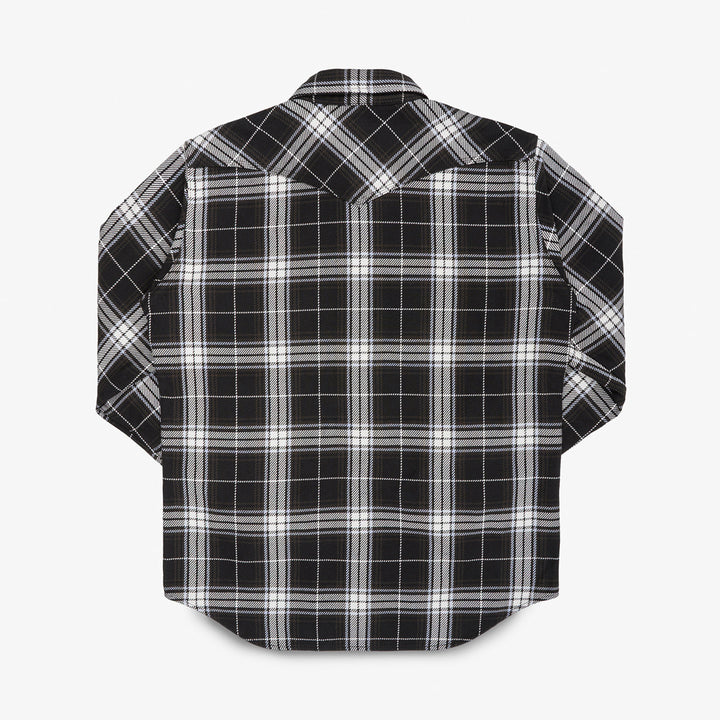 Iron Heart 9oz Selvedge Flannel Western Shirt - Black Check