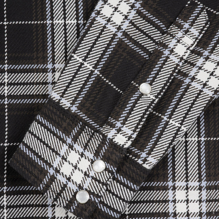 Iron Heart 9oz Selvedge Flannel Western Shirt - Black Check