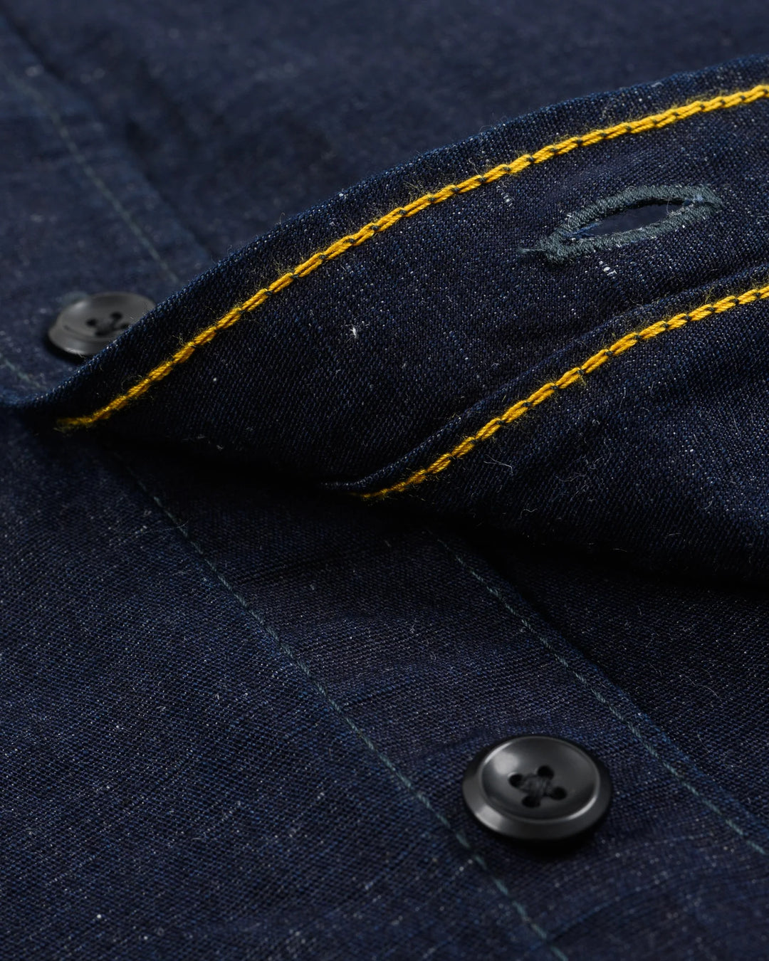 Iron Heart 7oz Cotton Linen Chambray Work Shirt - Indigo
