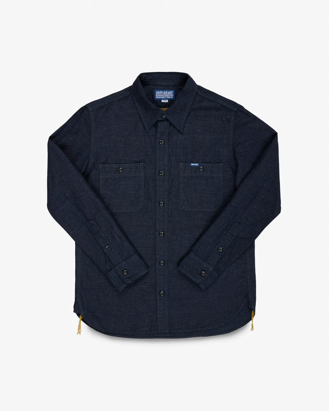 Iron Heart 7oz Cotton Linen Chambray Work Shirt - Indigo