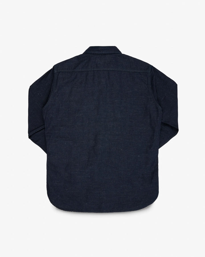 Iron Heart 7oz Cotton Linen Chambray Work Shirt - Indigo