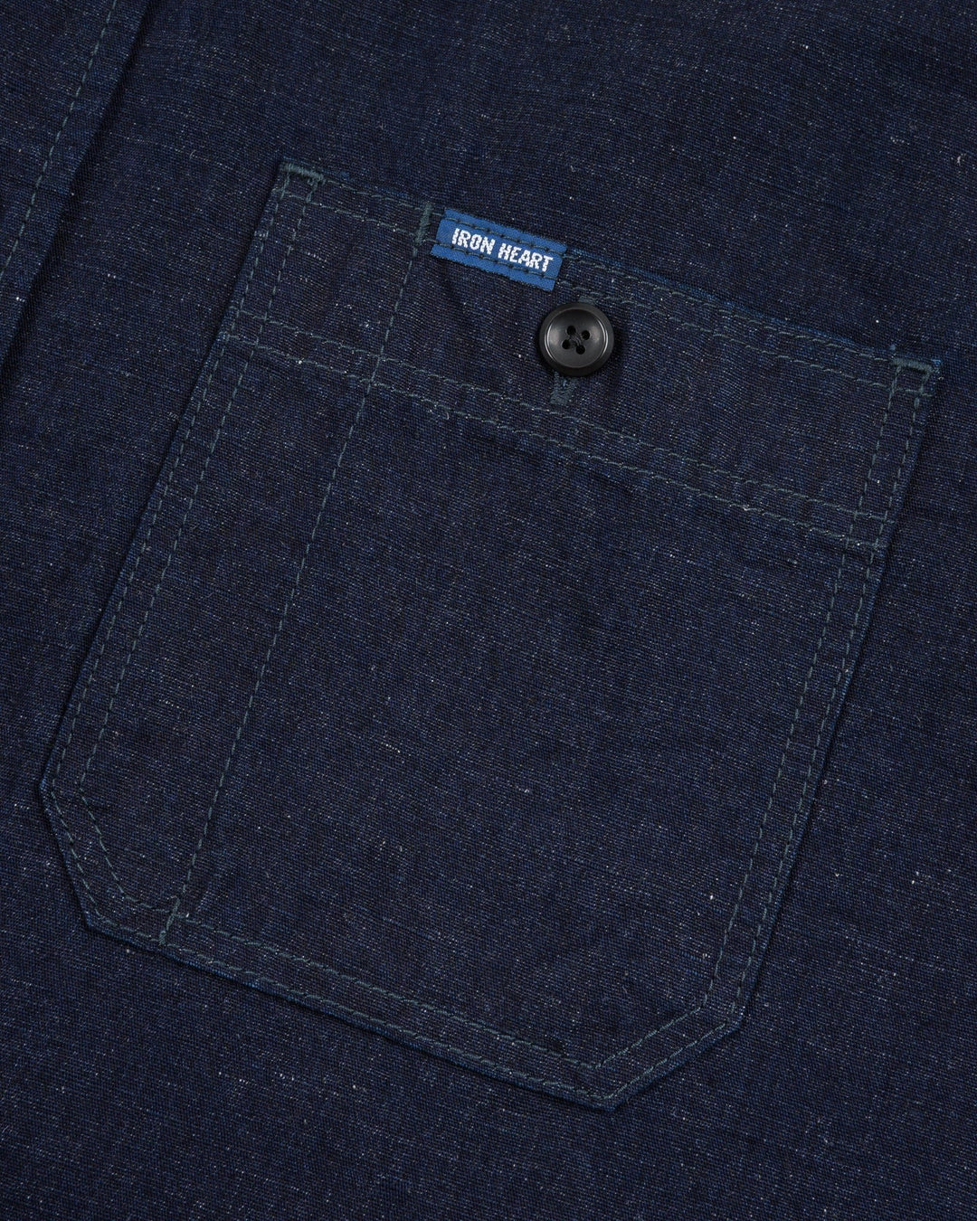 Iron Heart 7oz Cotton Linen Chambray Work Shirt - Indigo