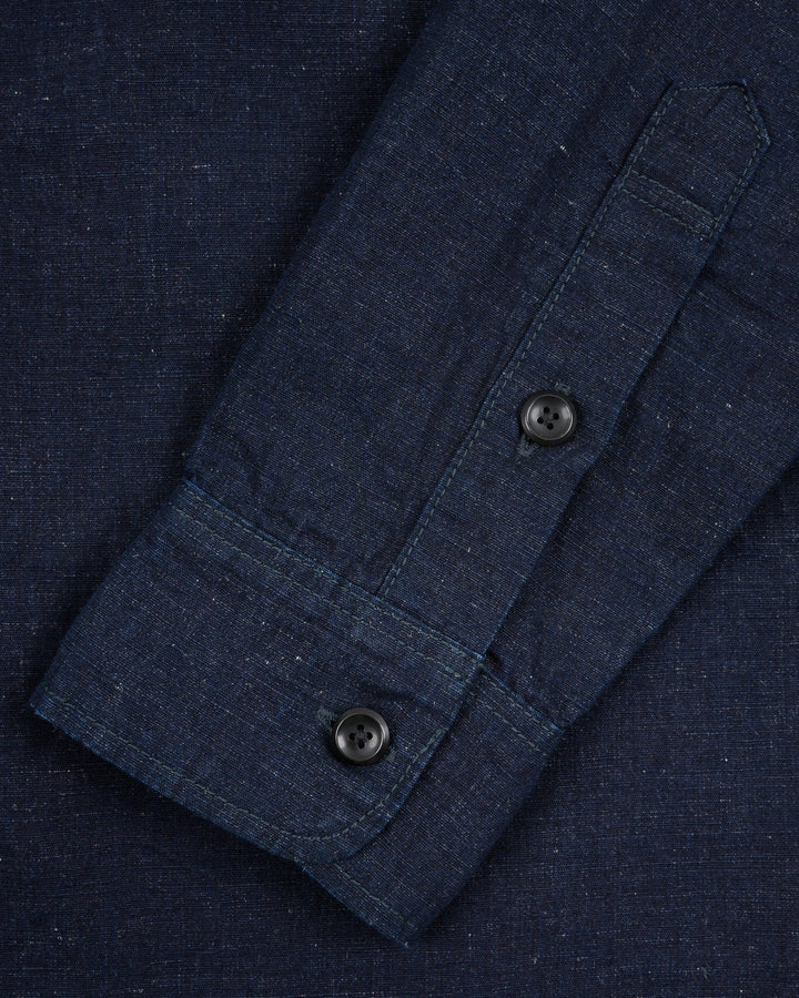 Iron Heart 7oz Cotton Linen Chambray Work Shirt - Indigo
