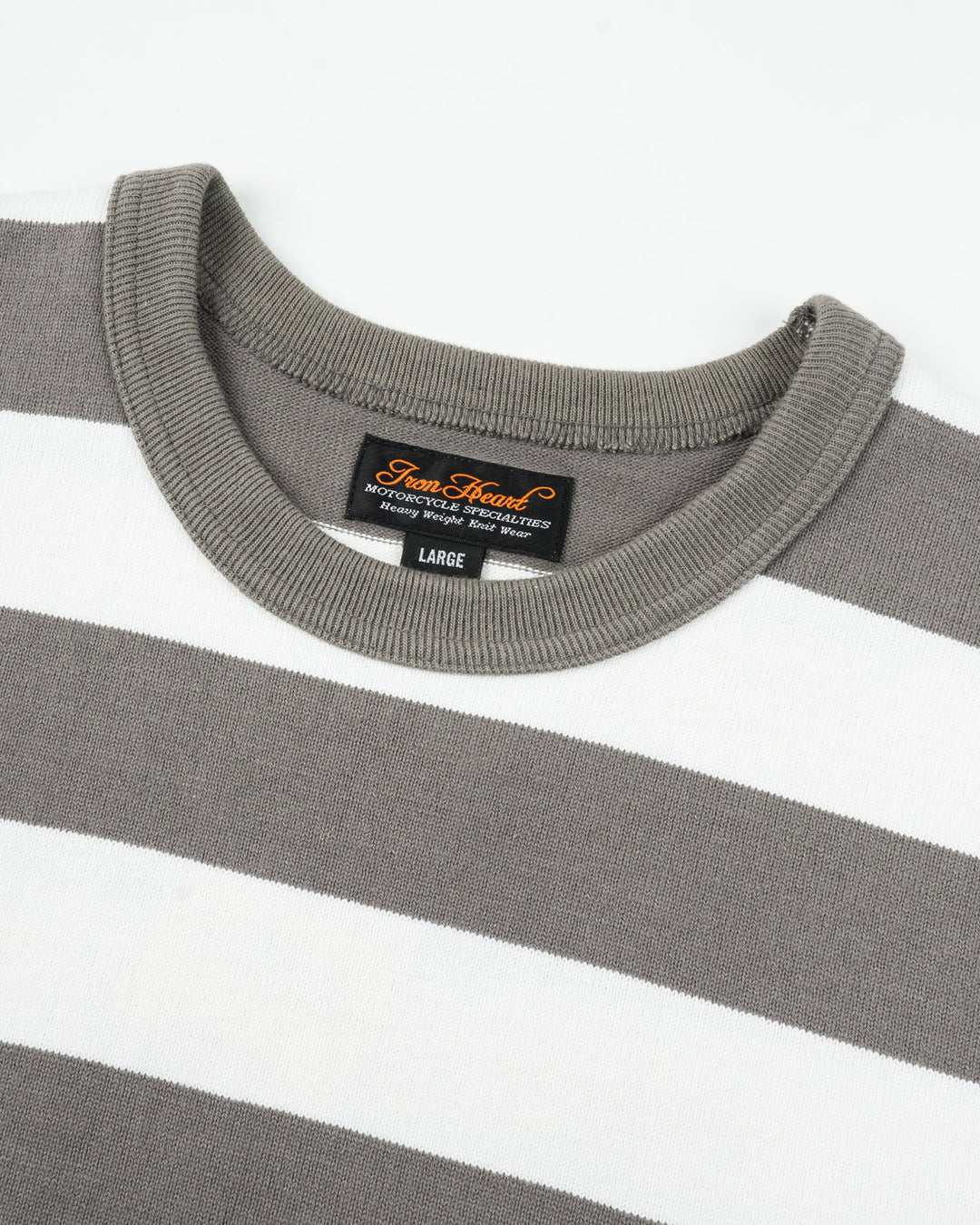 Iron Heart 11oz Cotton Knit Long-Sleeved Sweater - Grey/White