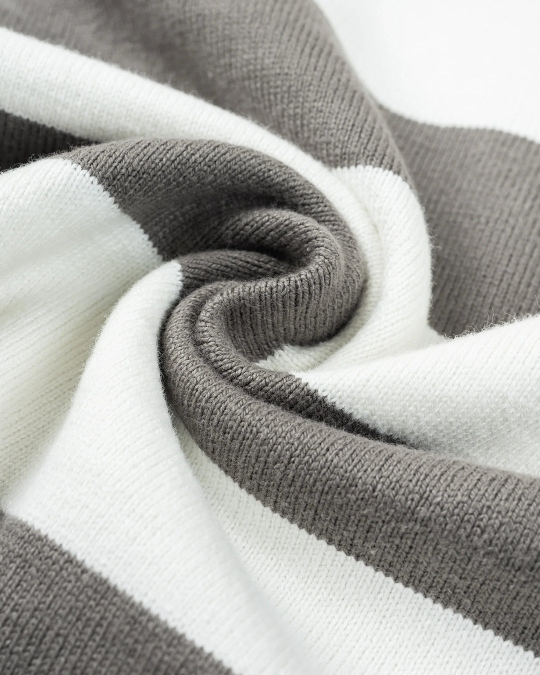 Iron Heart 11oz Cotton Knit Long-Sleeved Sweater - Grey/White