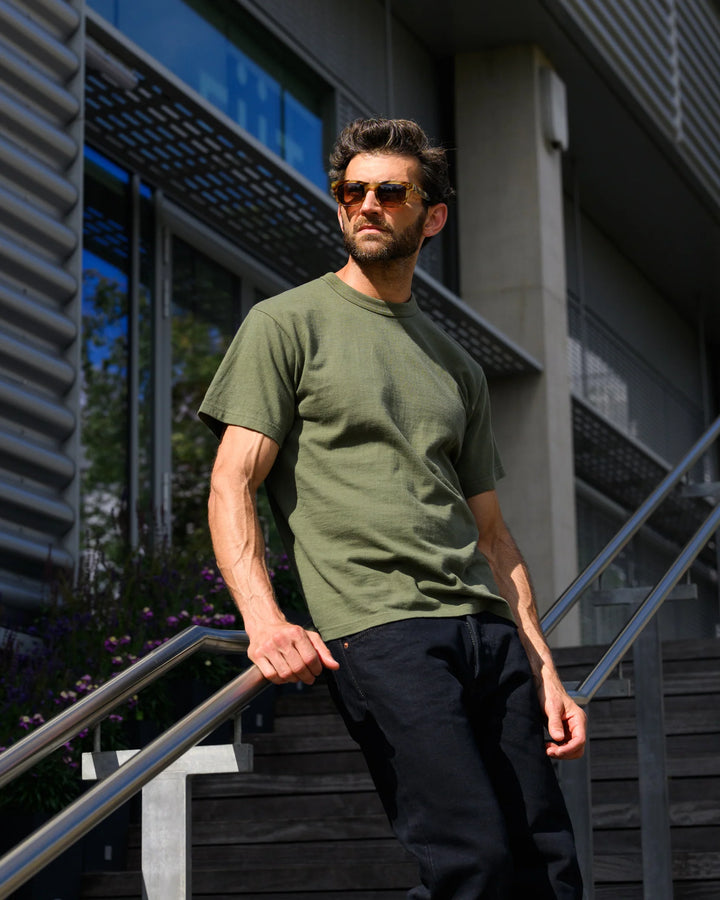 Iron Heart 6.5oz Loopwheel Crew Neck T-Shirt - Olive