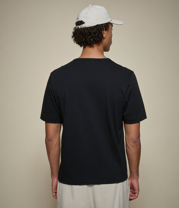 Merz b. Schwanen - 2M15C Cropped Mid-Century Machine Refined Fit T-Shirt in Deep Black