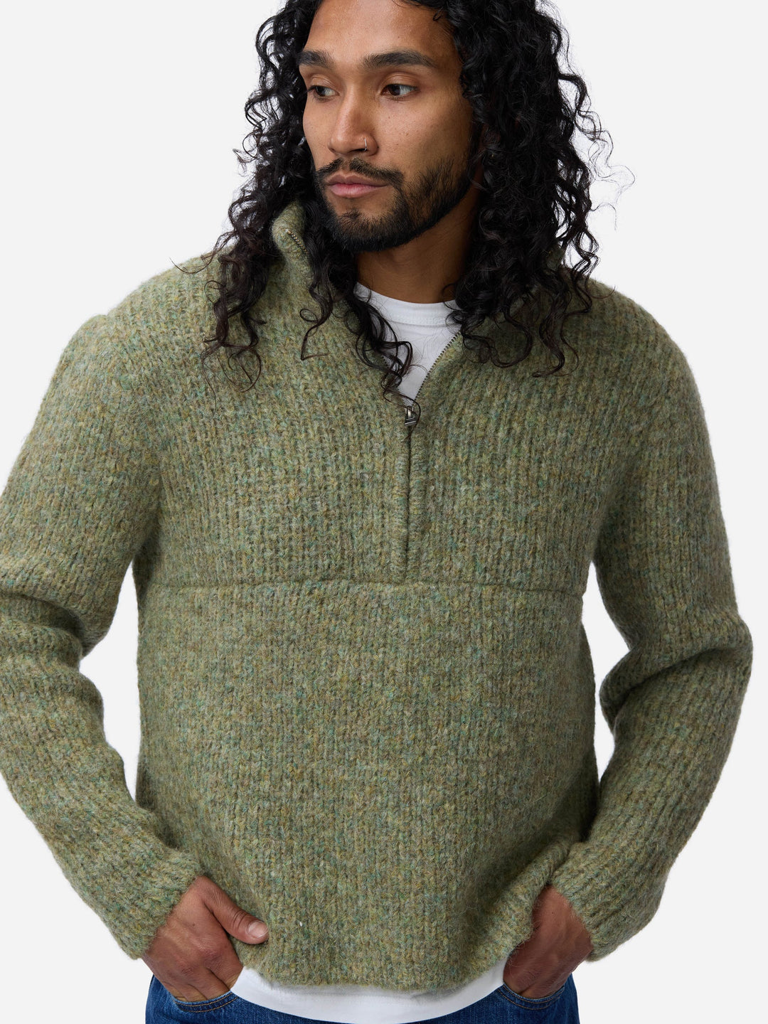 3sixteen Half Zip Knit - Marled Sage