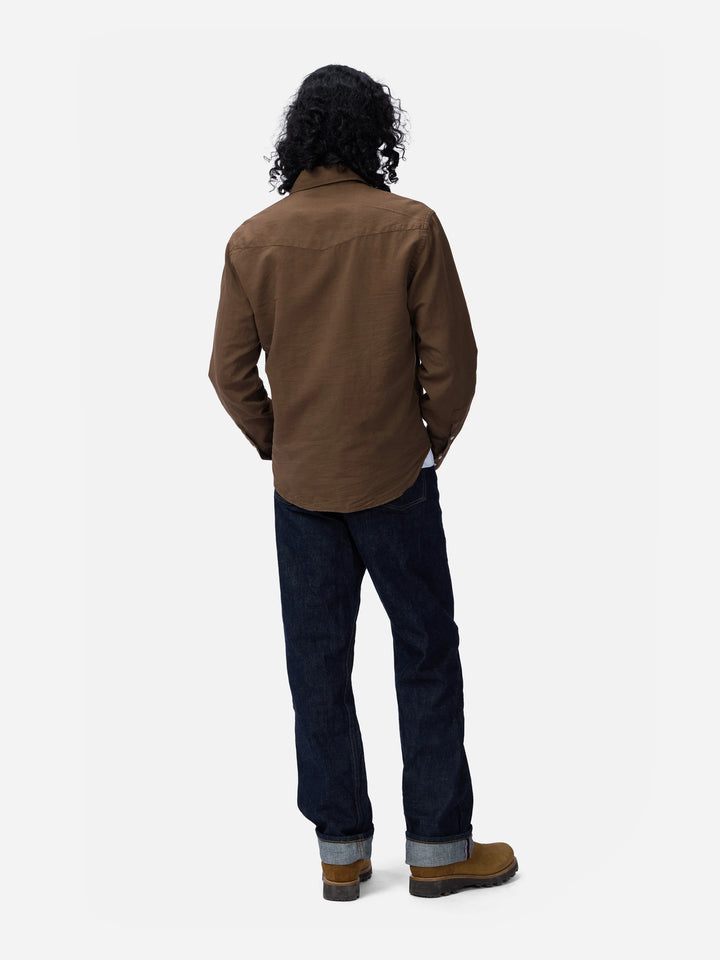 3sixteen Snap Western Shirt - Mocha Garment Dye