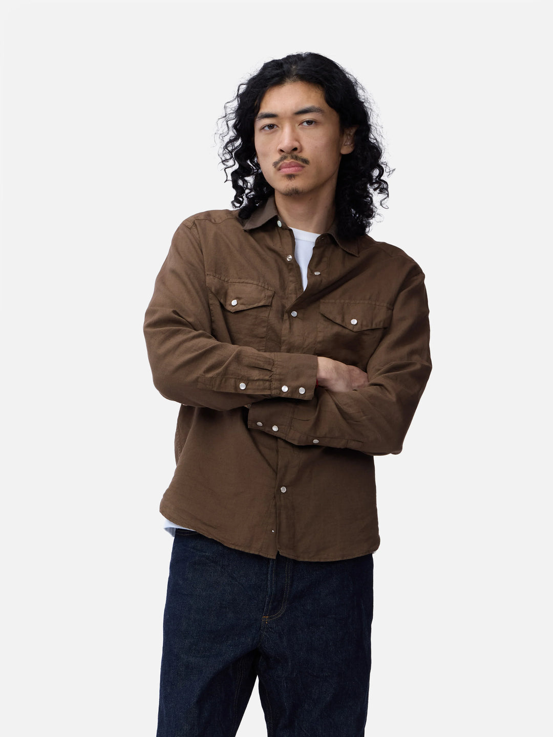 3sixteen Snap Western Shirt - Mocha Garment Dye