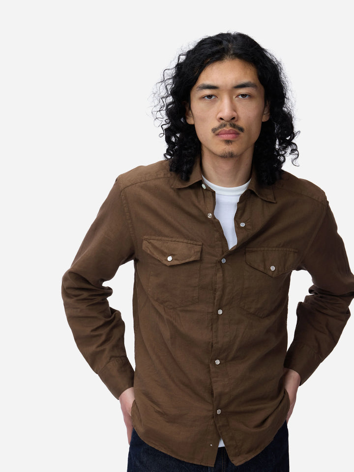 3sixteen Snap Western Shirt - Mocha Garment Dye