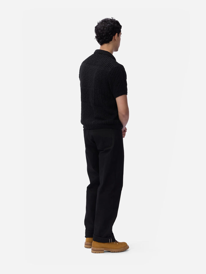 3sixteen Short Sleeve Knit Shirt - Black De Stijl
