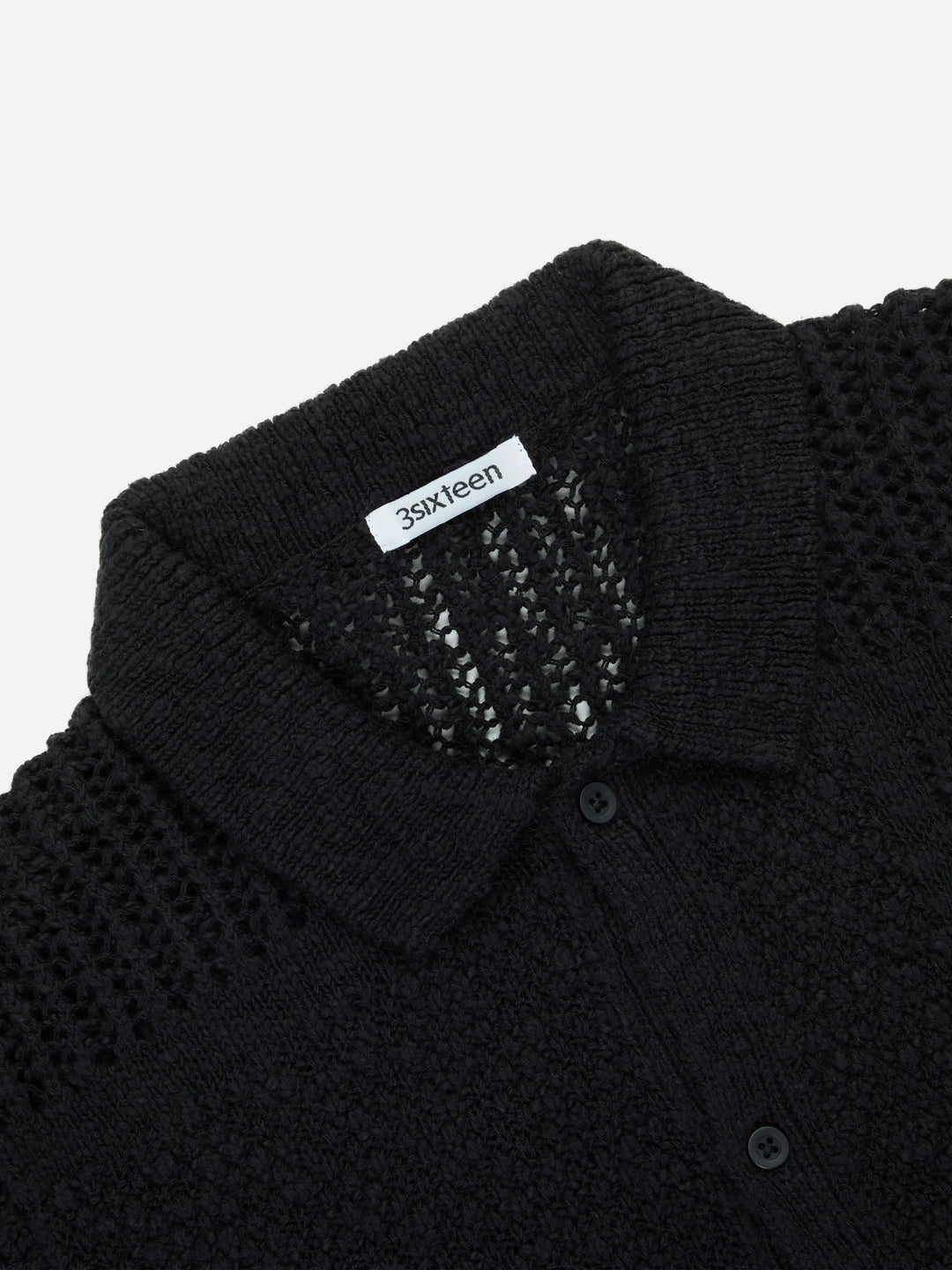 3sixteen Short Sleeve Knit Shirt - Black De Stijl