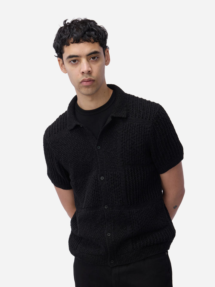 3sixteen Short Sleeve Knit Shirt - Black De Stijl