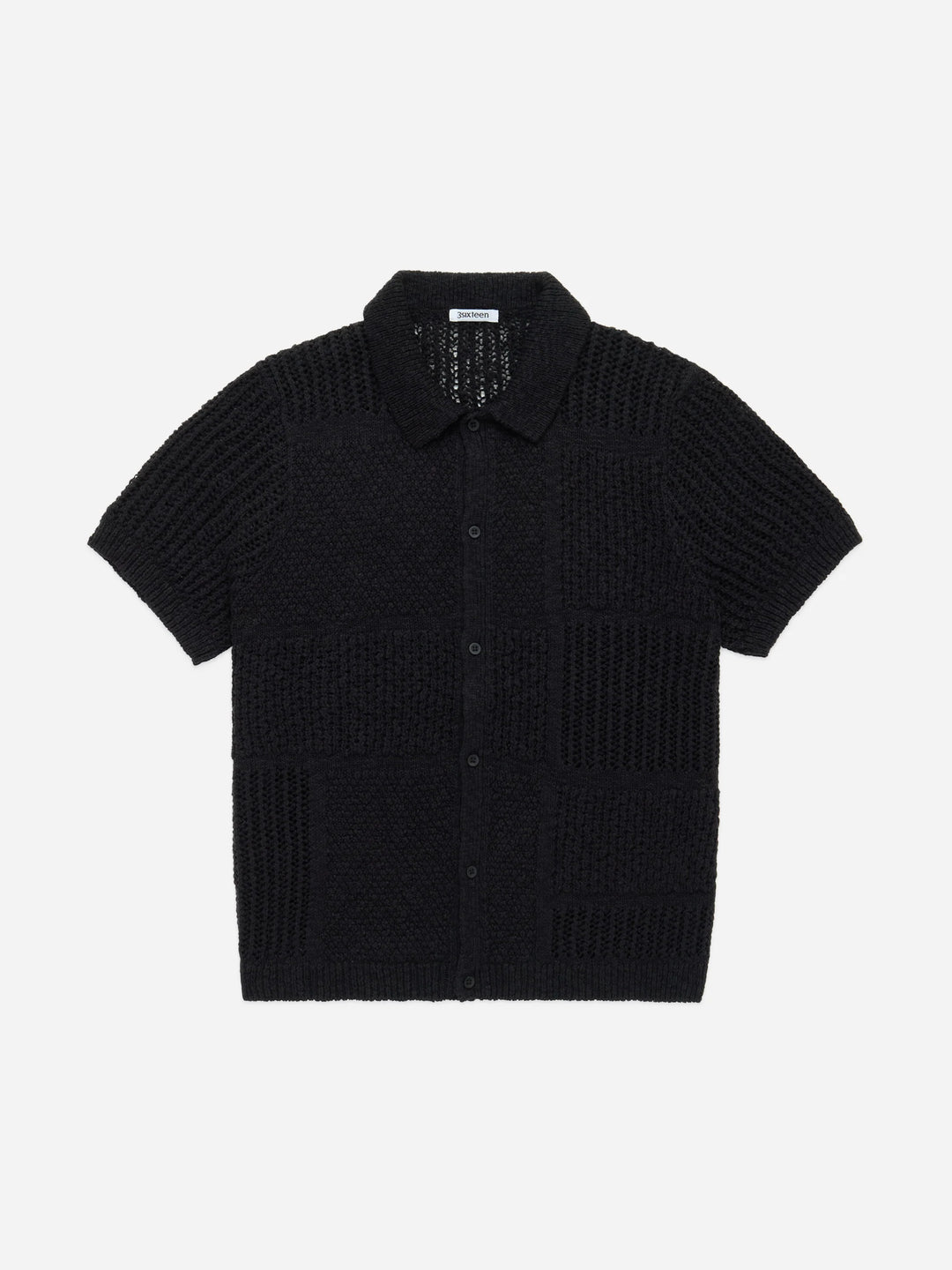 3sixteen Short Sleeve Knit Shirt - Black De Stijl