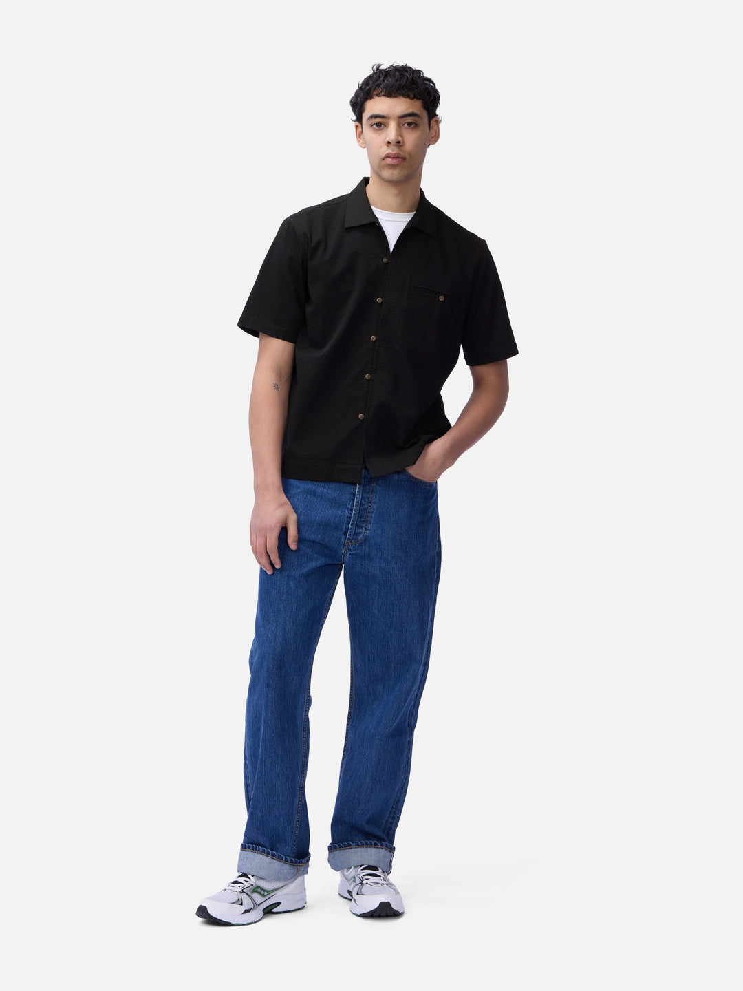 3sixteen Short Sleeve Loop Shirt - Black Seersucker