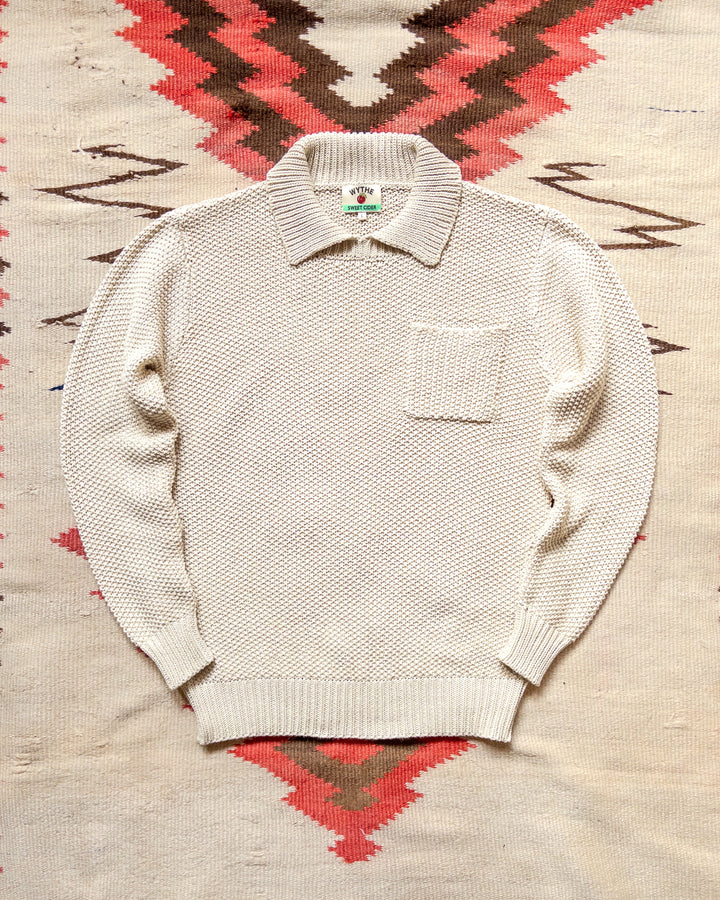 Wythe Moss Stitch Collared Sweater - Buttermilk