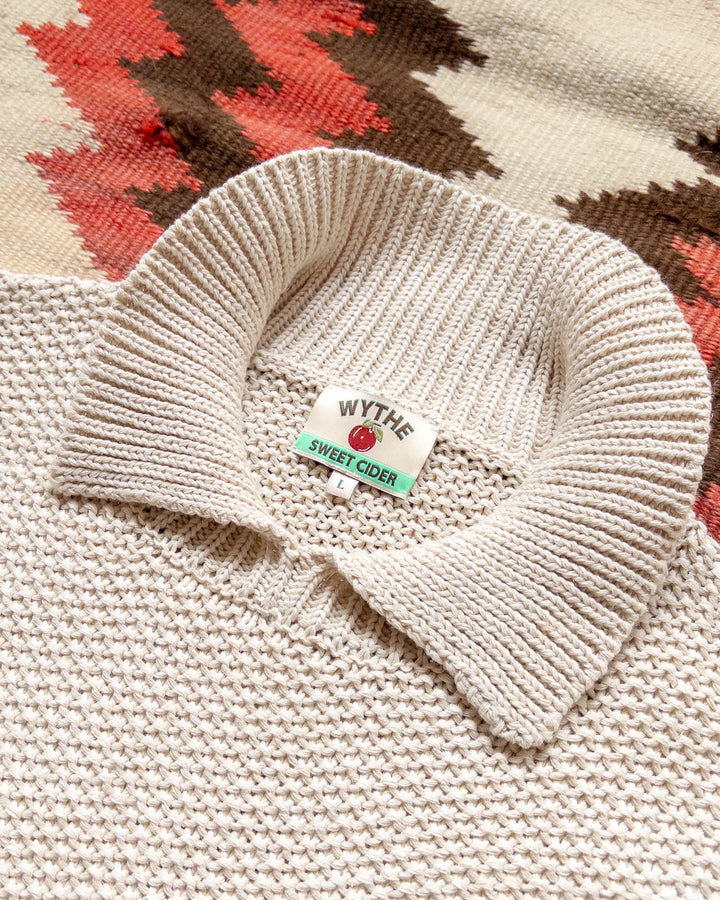 Wythe Moss Stitch Collared Sweater - Buttermilk