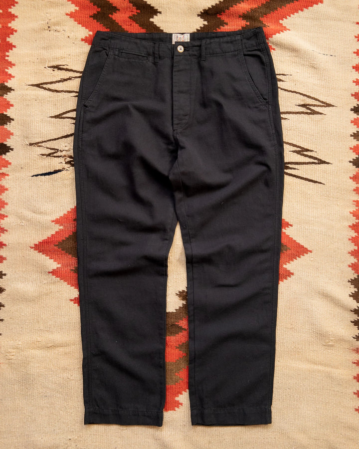 Wythe Flat Front Cotton Linen Twill Chino - Black