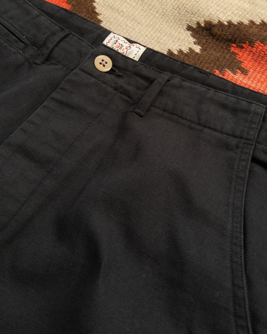 Wythe Flat Front Cotton Linen Twill Chino - Black