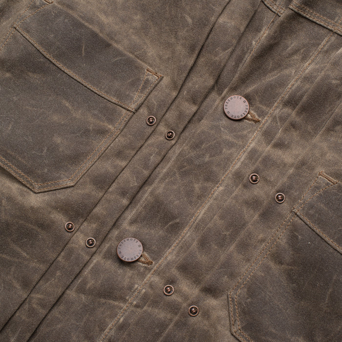 Freenote Cloth Riders Jacket Waxed Canvas - Oak with Blue Liner