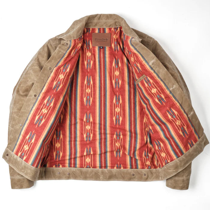 Freenote Cloth Riders Jacket Waxed Canvas - Tobacco Red Interior