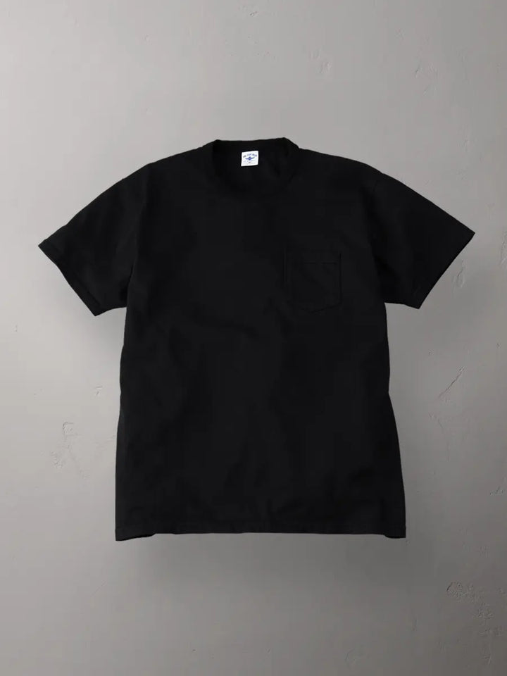 The Flat Head 3-Needle Stitch Pocket T-Shirt [FN-THC-101P] - Black
