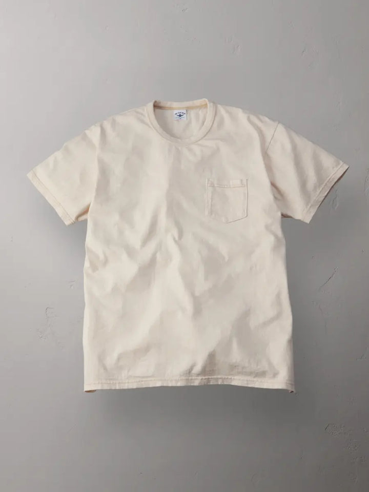 The Flat Head 3-Needle Stitch Pocket T-Shirt [FN-THC-101P] - Natural