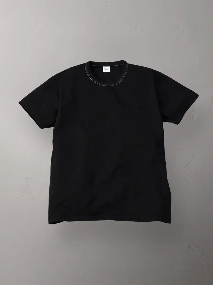 The Flat Head 3-Needle Stitch T-Shirt [FN-THC-101] - Black