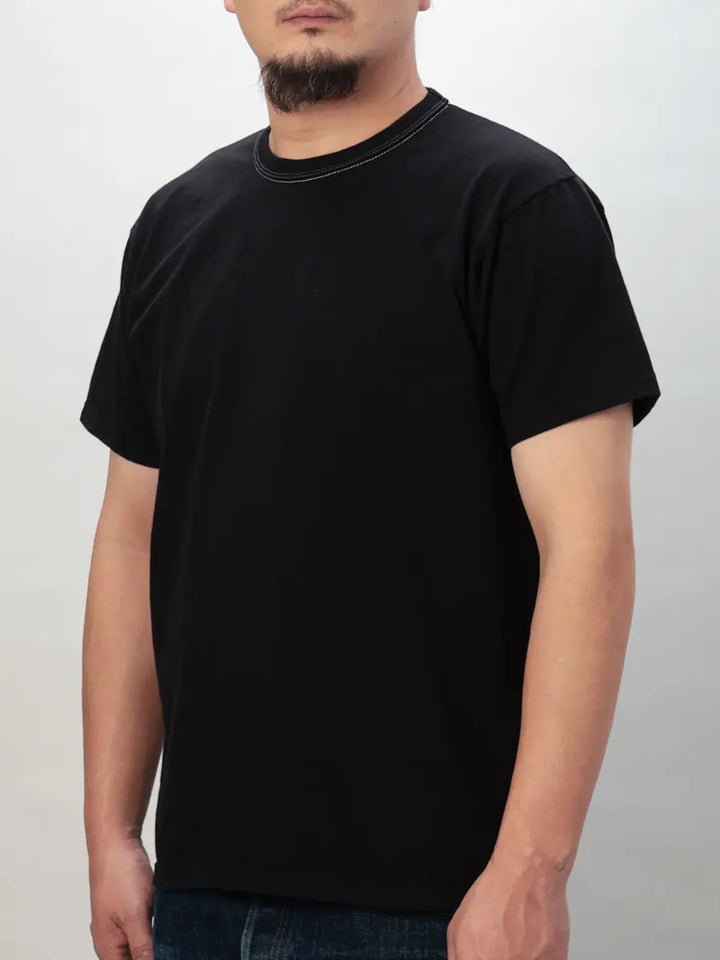 The Flat Head 3-Needle Stitch T-Shirt [FN-THC-101] - Black