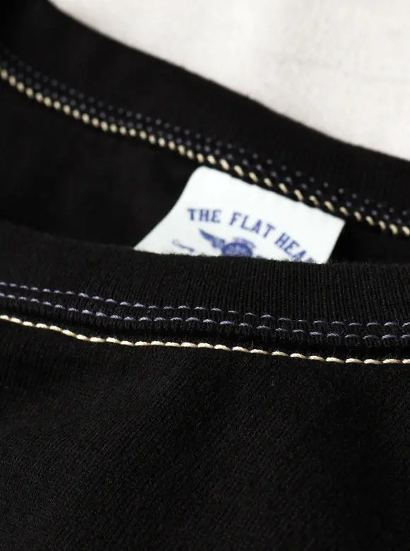 The Flat Head 3-Needle Stitch T-Shirt [FN-THC-101] - Black