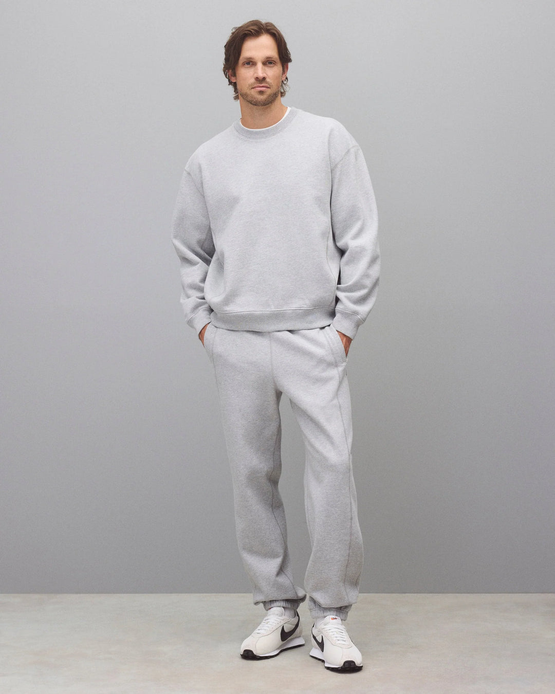 Reigning Champ Knit Brushed Fleece '97 Relaxed Crewneck - Heather Grey