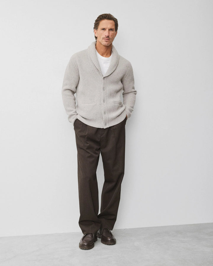 Reigning Champ Merino Kenny Shawl Cardigan - Nep Heather Grey