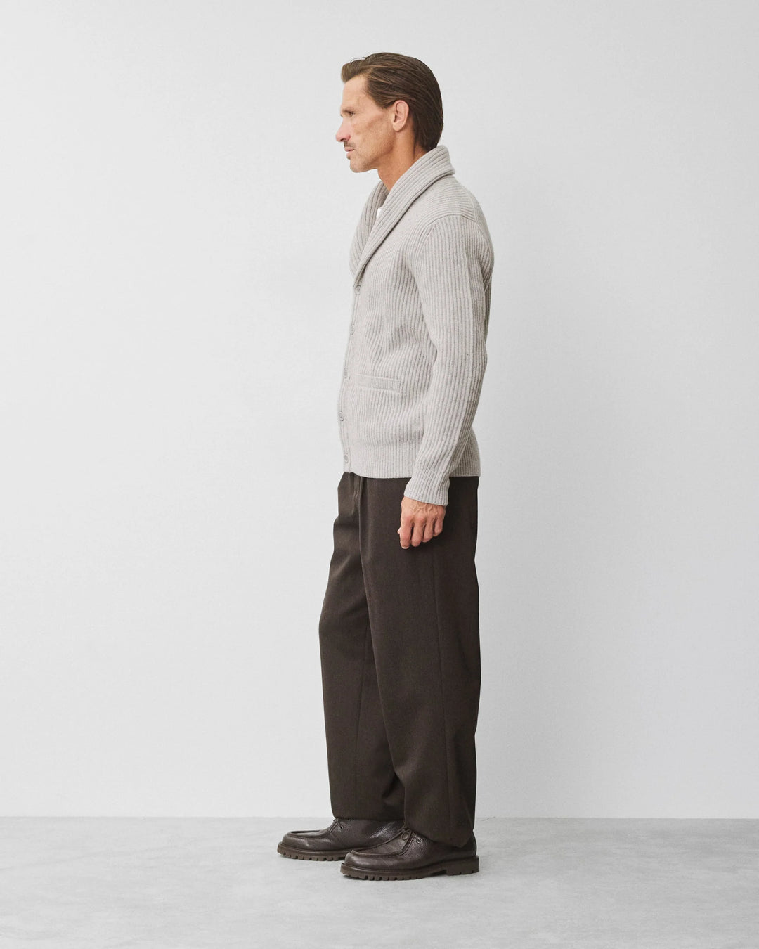 Reigning Champ Merino Kenny Shawl Cardigan - Nep Heather Grey
