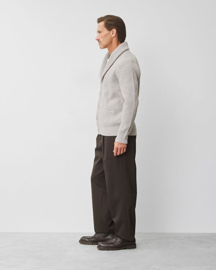 Reigning Champ Merino Kenny Shawl Cardigan - Nep Heather Grey