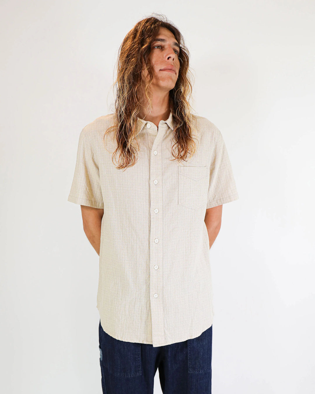 Monadic Fillmore SS - Tan Linen Check