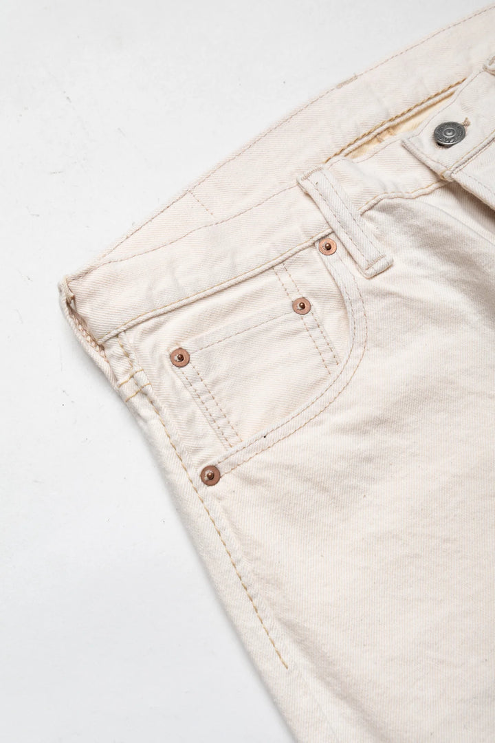 Pure Blue Japan Ecru Denim Jeans Relaxed Tapered - Ecru warp × Beige weft [1172-2]