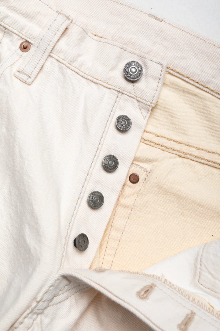 Pure Blue Japan Ecru Denim Jeans Relaxed Tapered - Ecru warp × Beige weft [1172-2]