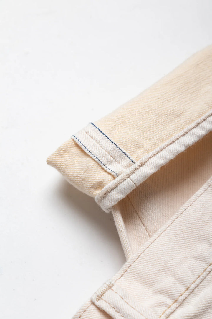 Pure Blue Japan Ecru Denim Jeans Relaxed Tapered - Ecru warp × Beige weft [1172-2]