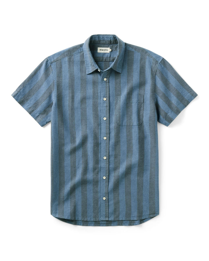Taylor Stitch - The Short Sleeve California in Blue Stone Stripe Hemp
