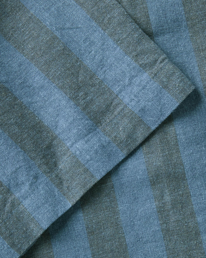 Taylor Stitch - The Short Sleeve California in Blue Stone Stripe Hemp